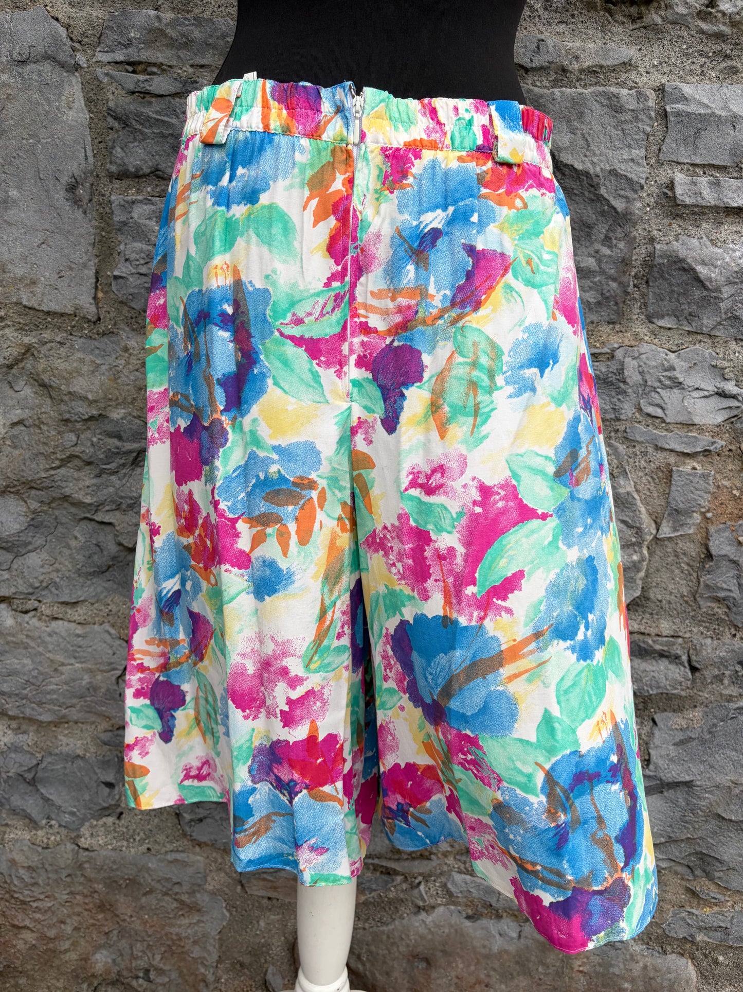 80s colourful floral culottes uk 12
