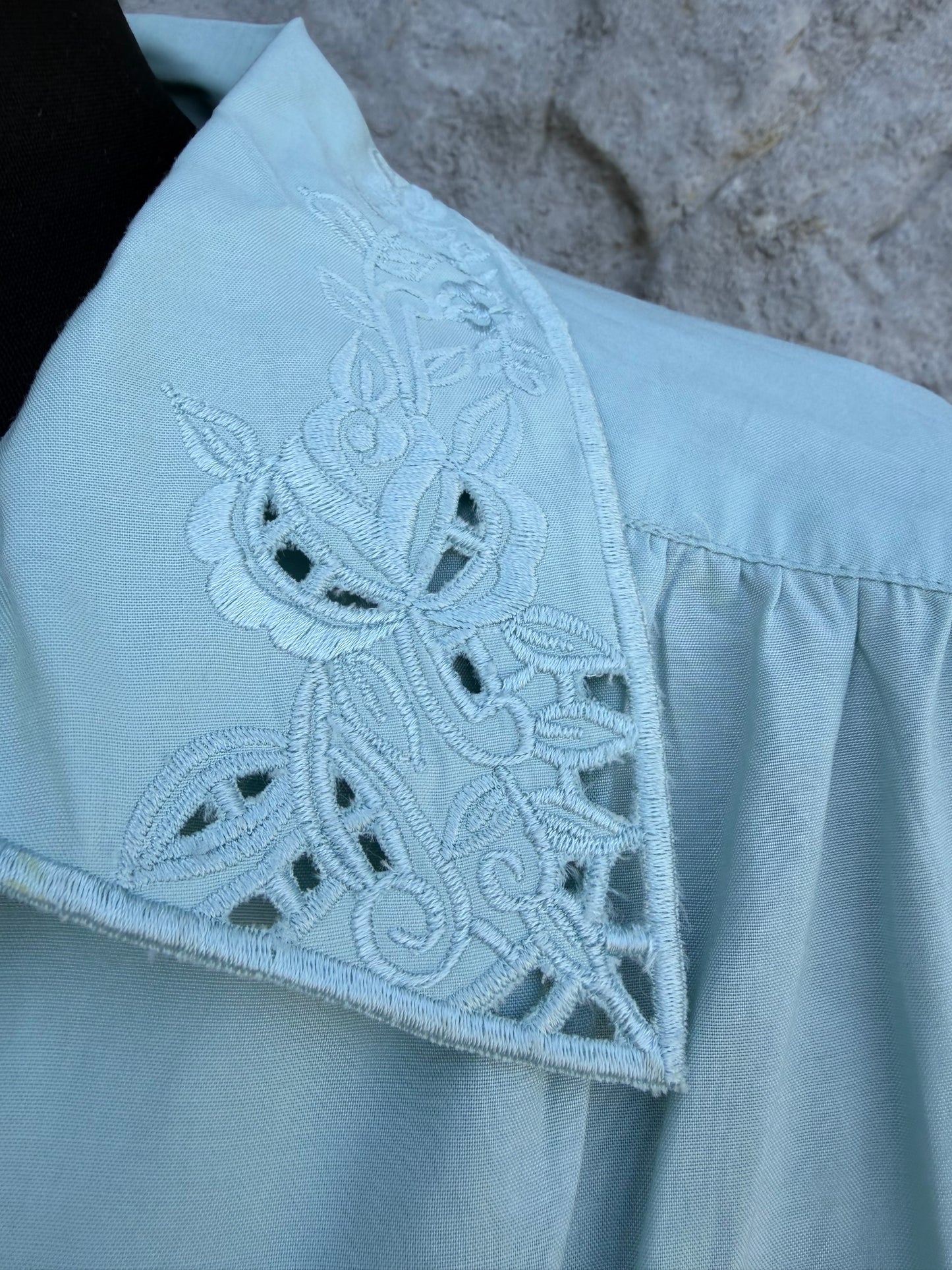 80s mint broderie blouse uk 12