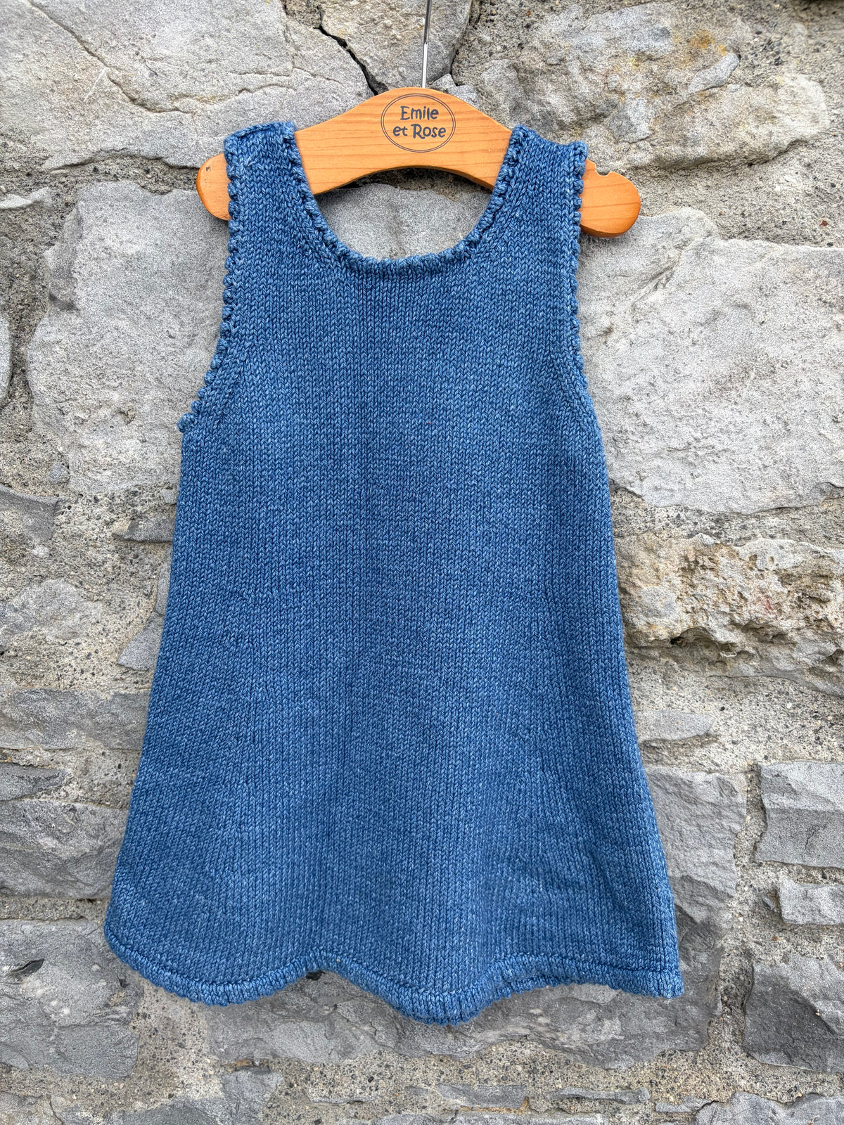 Blue knitted pinafore  4-5y (104-110cm)