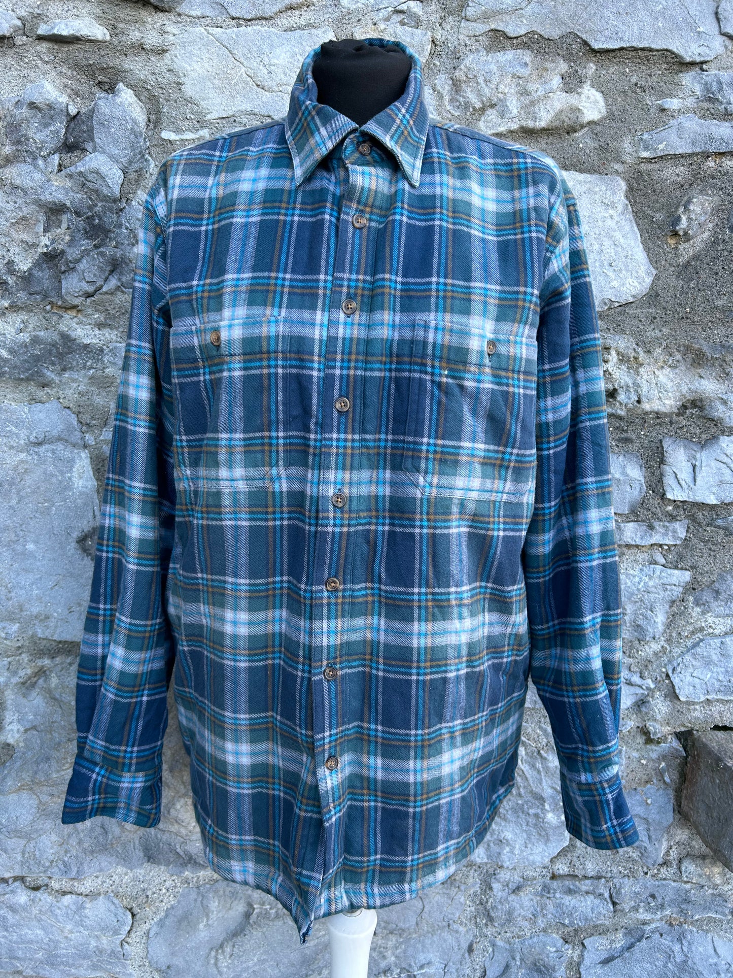 Blue check flannel lined shirt Small