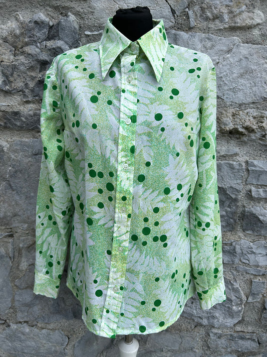 70s green dots&leaves shirt uk 14