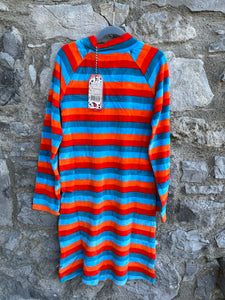 Red&blue stripy velour dress   11y (146cm)