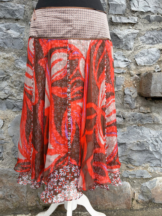 Brown&orange silk skirt uk 10-12