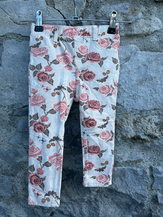 Pink roses autumn jeggings  12-18m (80-86cm)