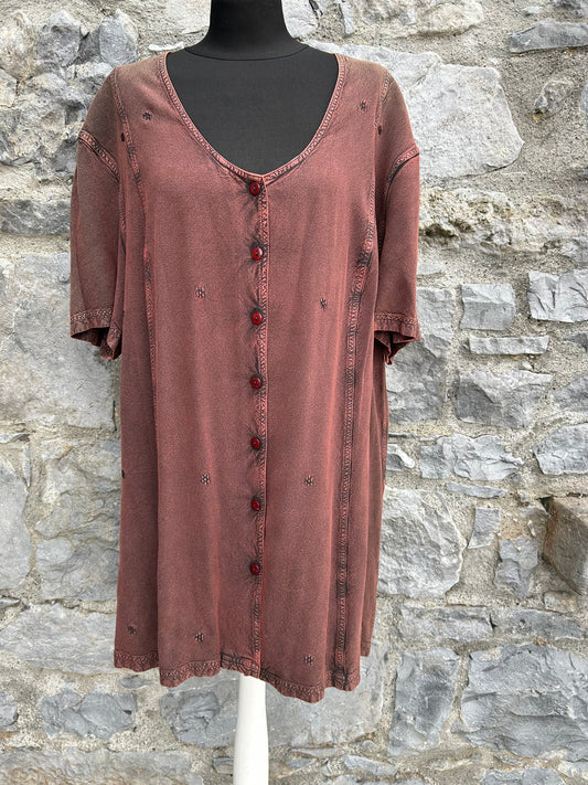 90s brown tunic uk 18-20