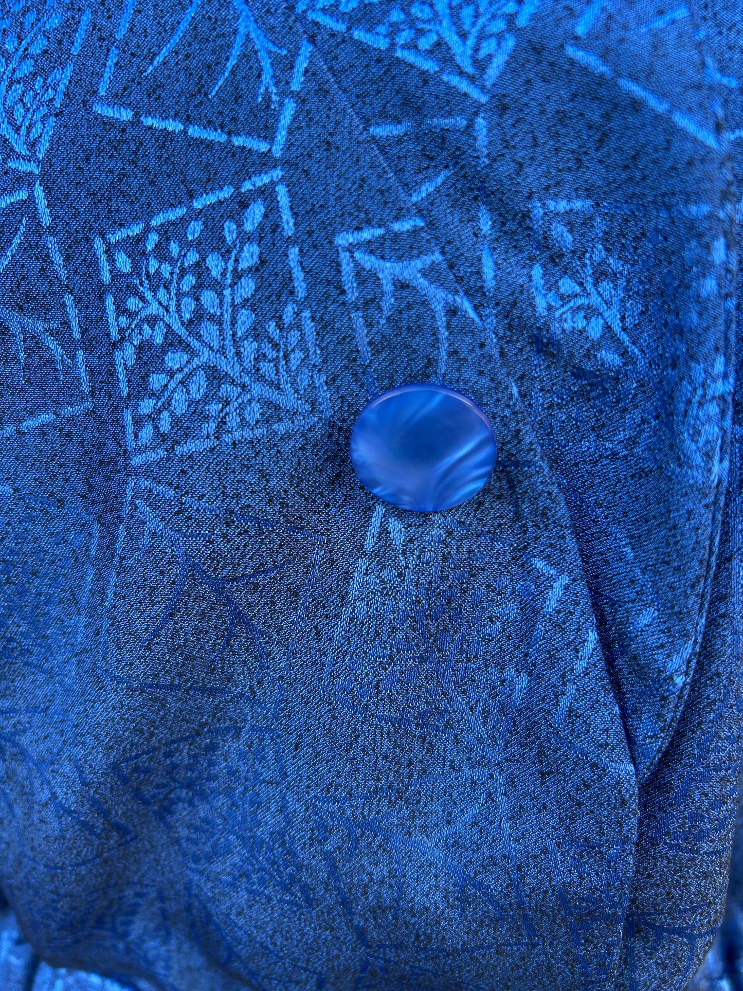 80s blue diamond leaves dress uk 10-12