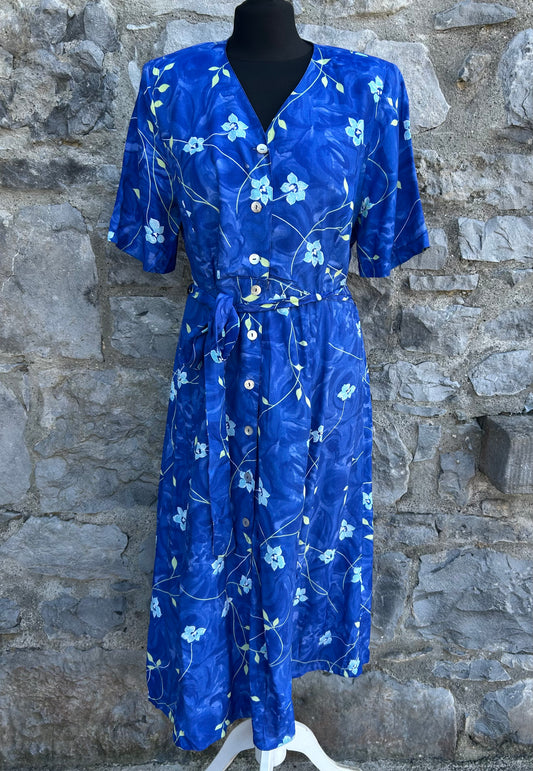 80s blue floral dress uk 14