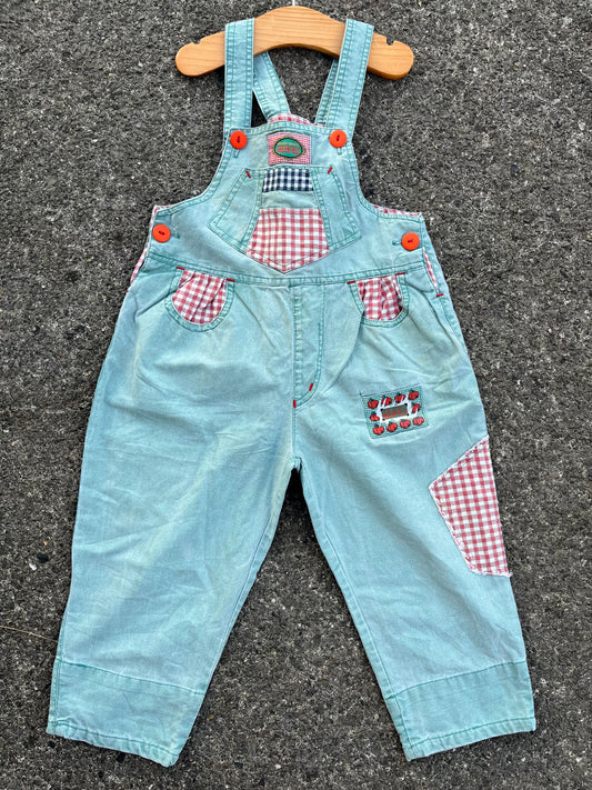 80s green light denim dungarees  2-3y (92-98cm)