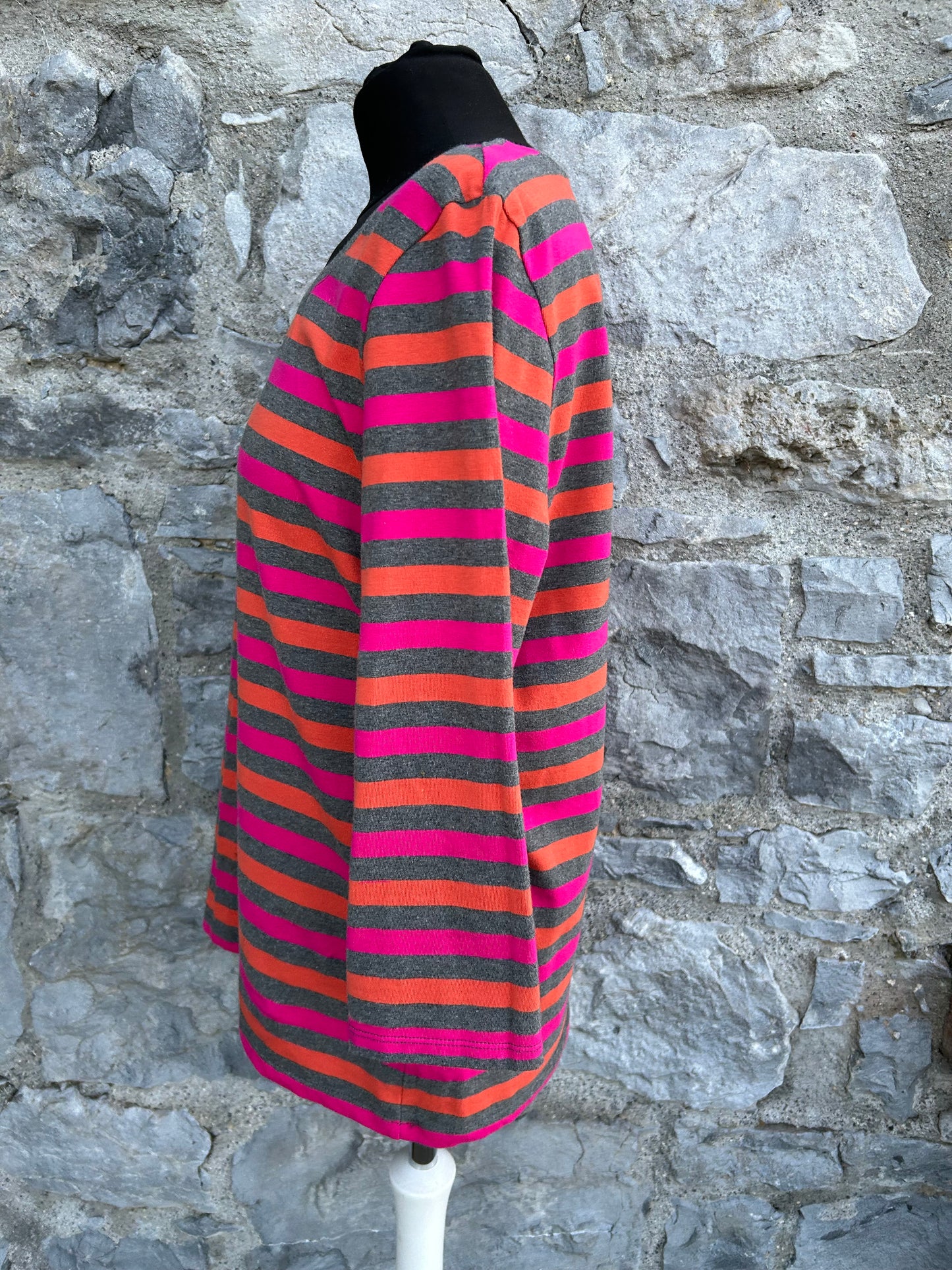 Pink&orange&grey stripy top uk 14