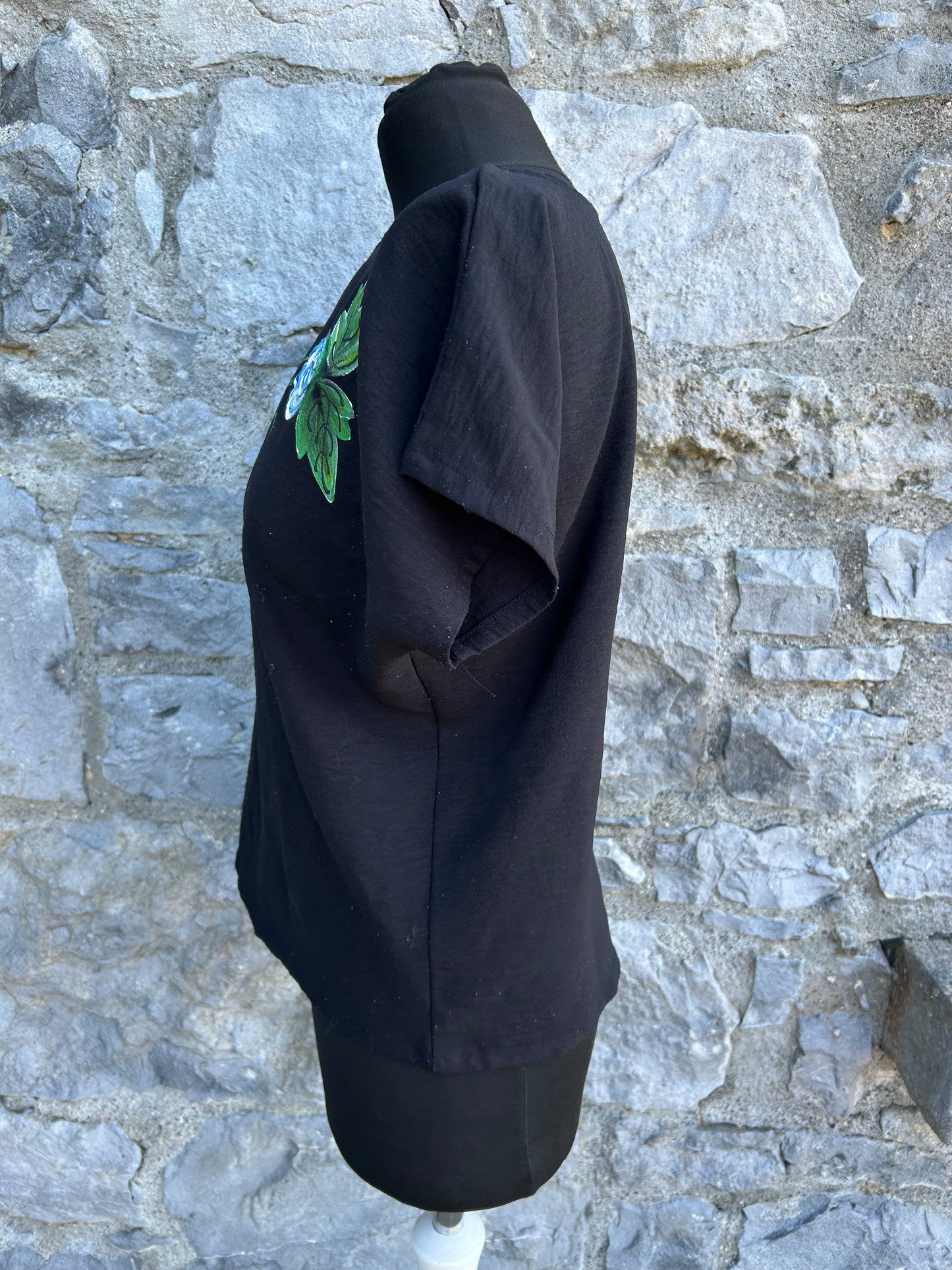 90s hand painted black top uk 8-10