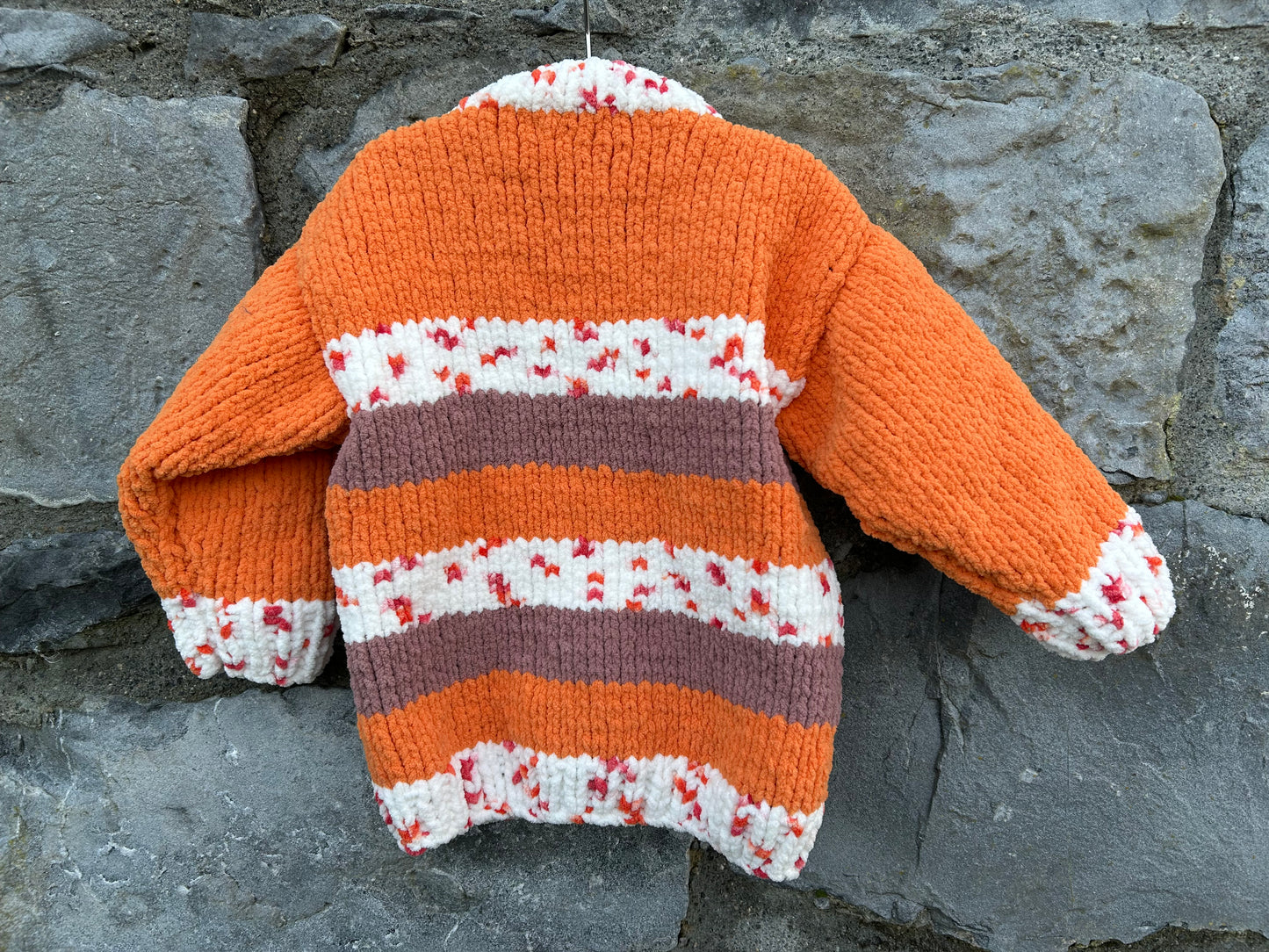 Orange&brown fleece cardigan    3-4y (98-104cm)