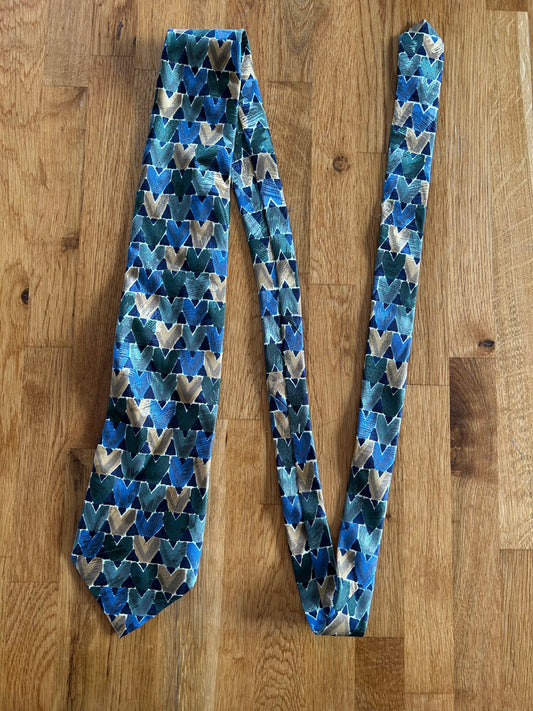 Geometric blue&brown tie