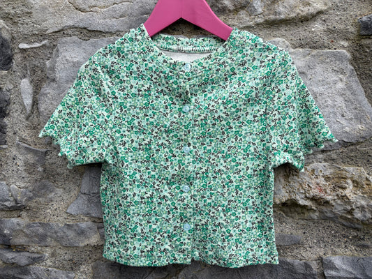 Green floral button up top  8-9y (128-134cm)