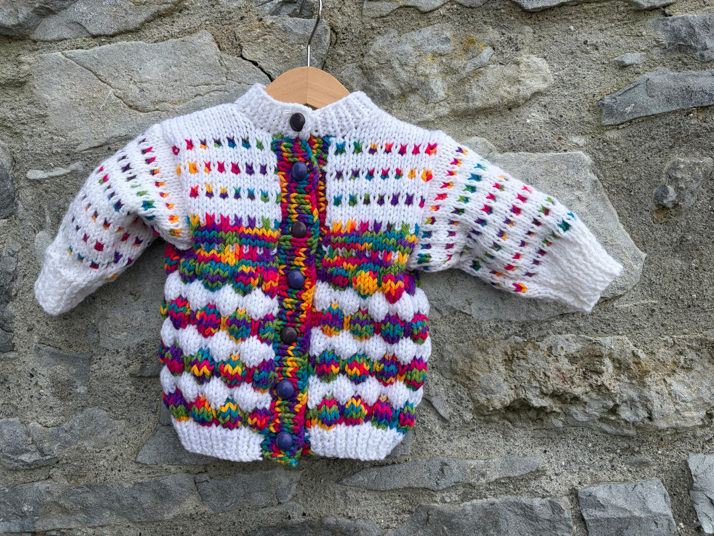 White&rainbow bubble knit cardigan  6-9m (68-74cm)