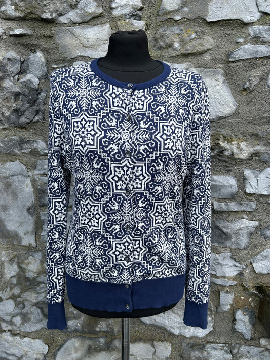 Navy snowflake patterned cardigan uk 8-10