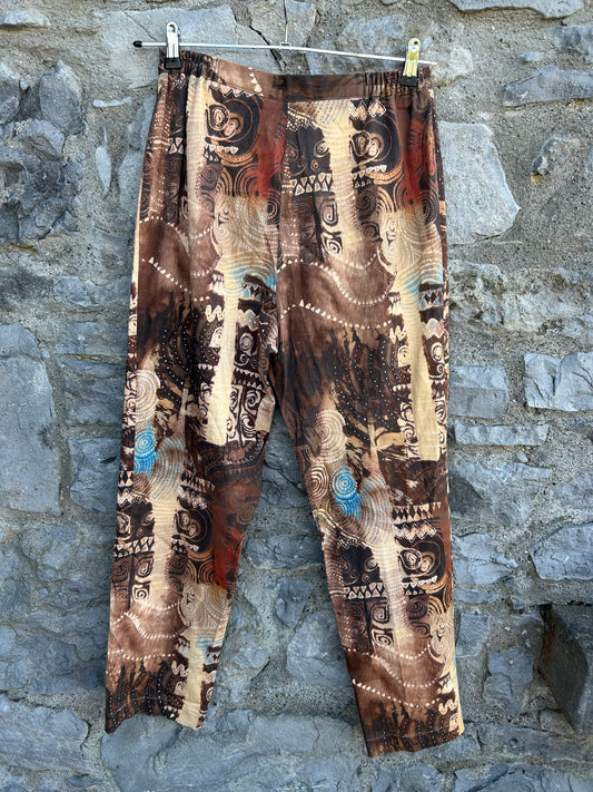 90s abstract brown pants uk 10-12