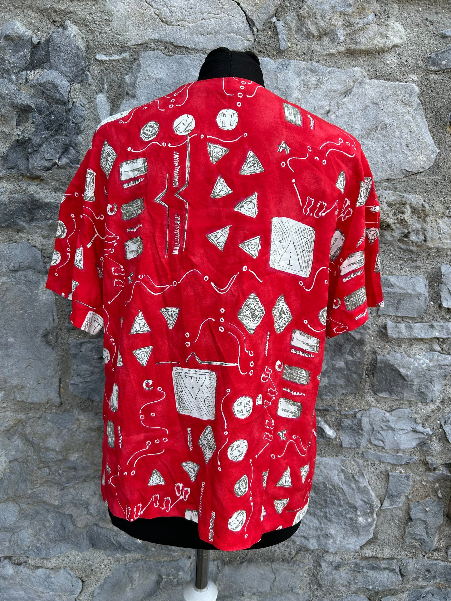 80s abstract red blouse uk 12