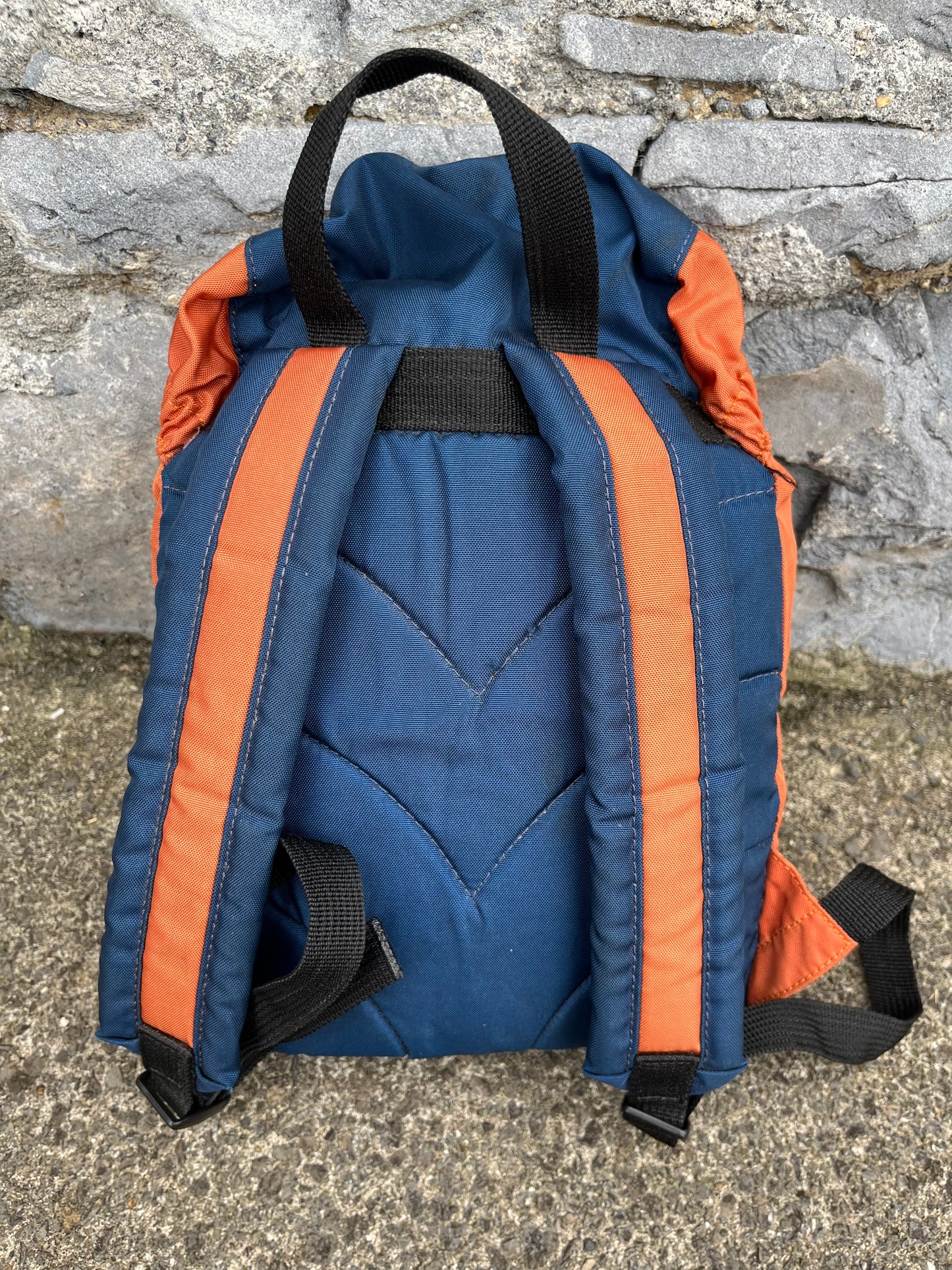 90s orange&navy backpack