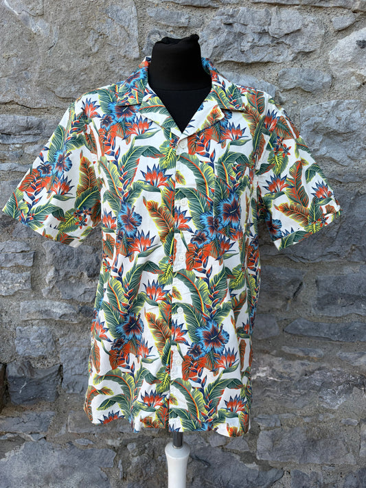 90s tropical flowers shirt Medium