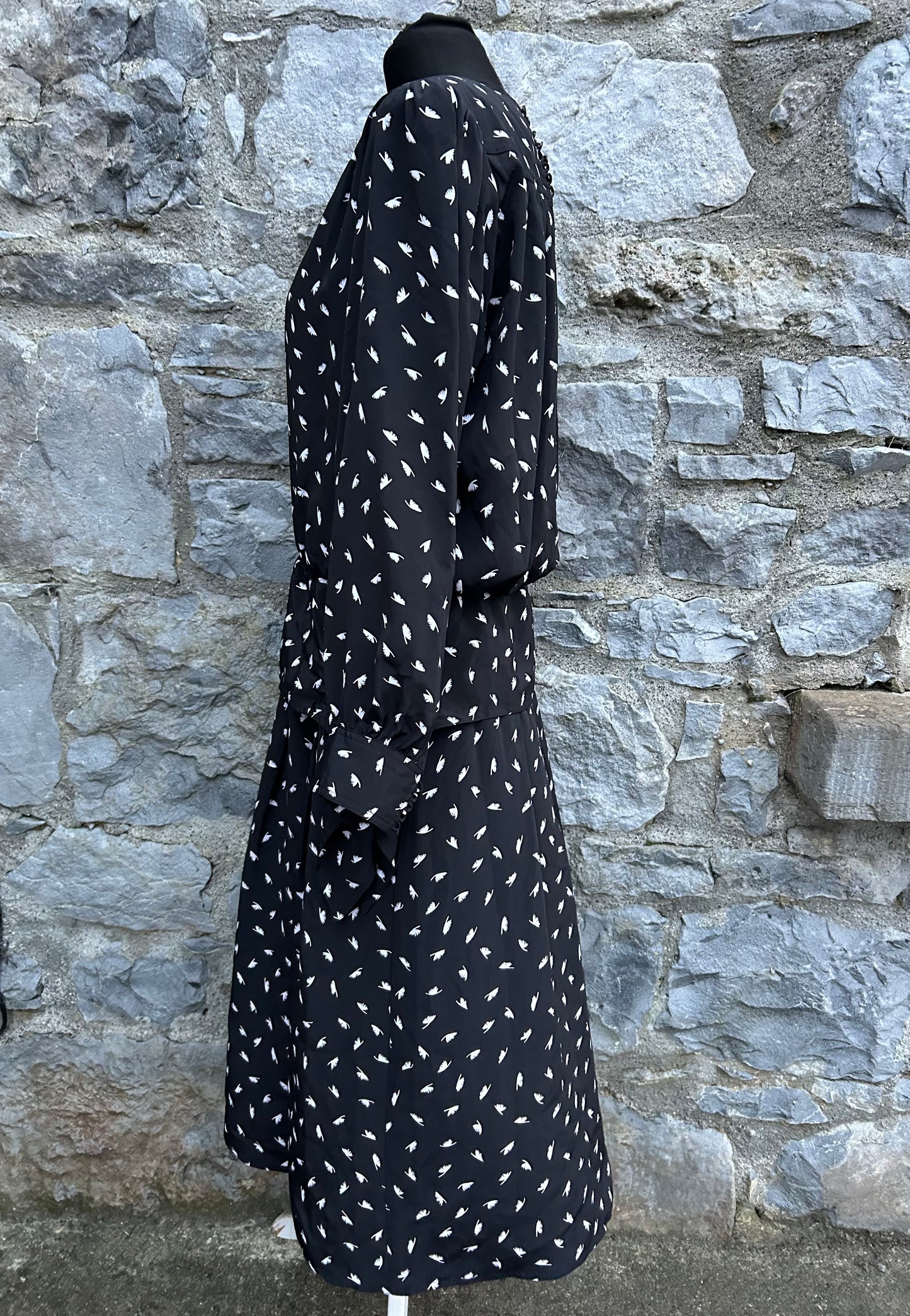 80s feathers black dress uk 12-14