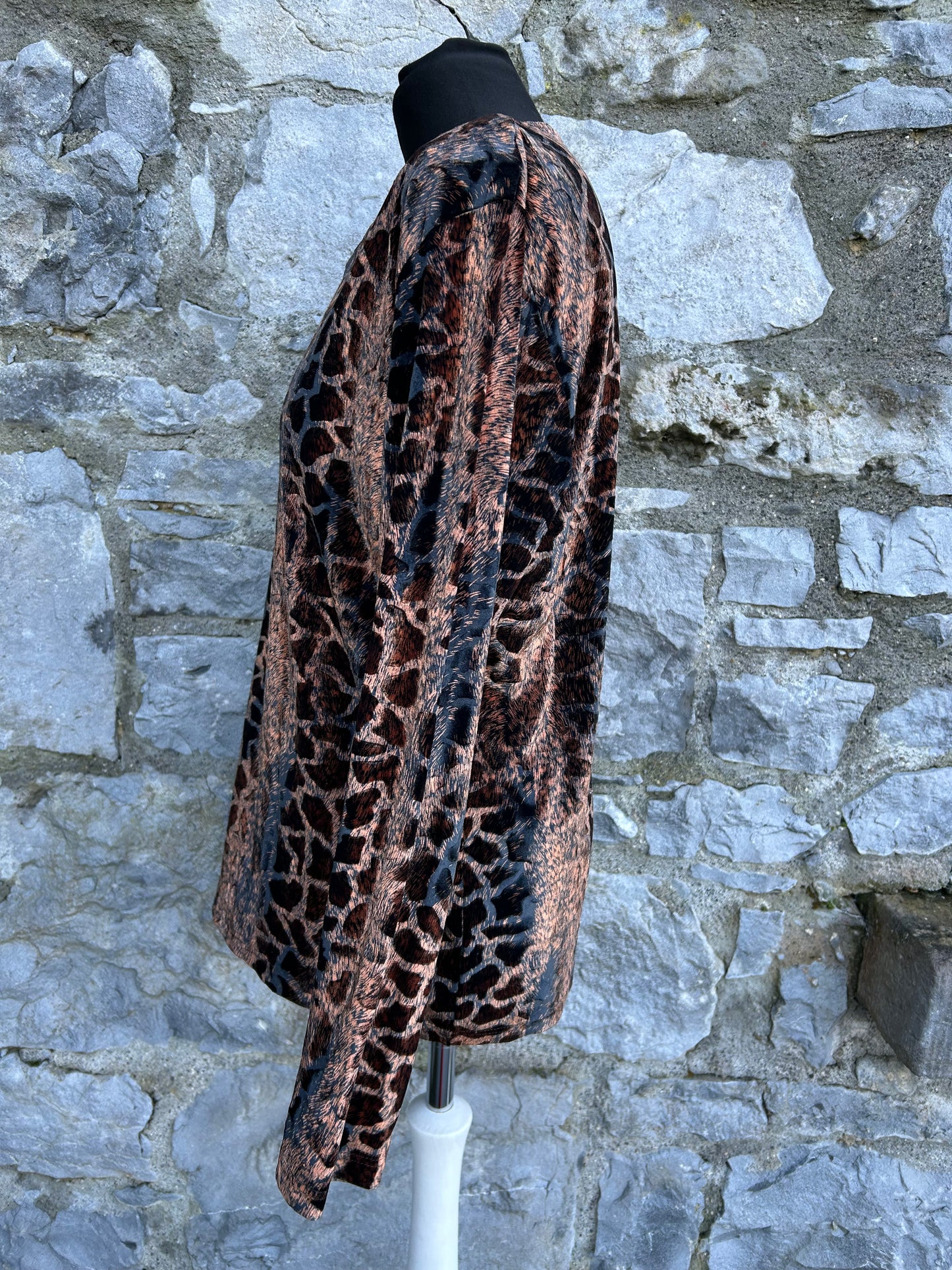 Y2K brown animal print velvet top uk 12