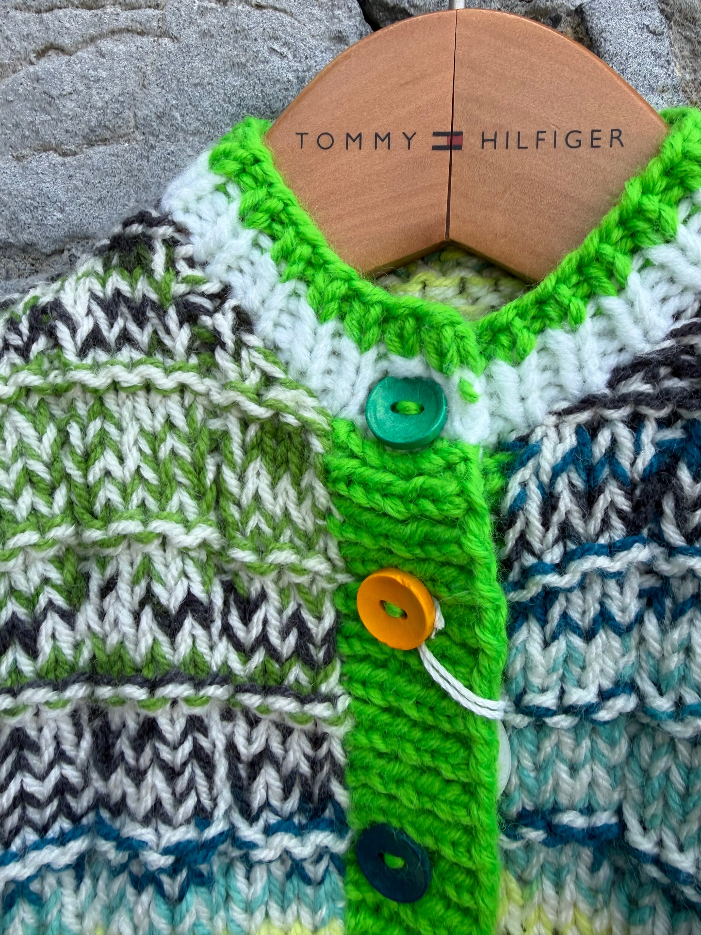 Green melange panel cardigan  3m (62cm)