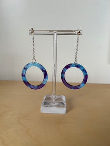 Upcycled blue hoop earrings