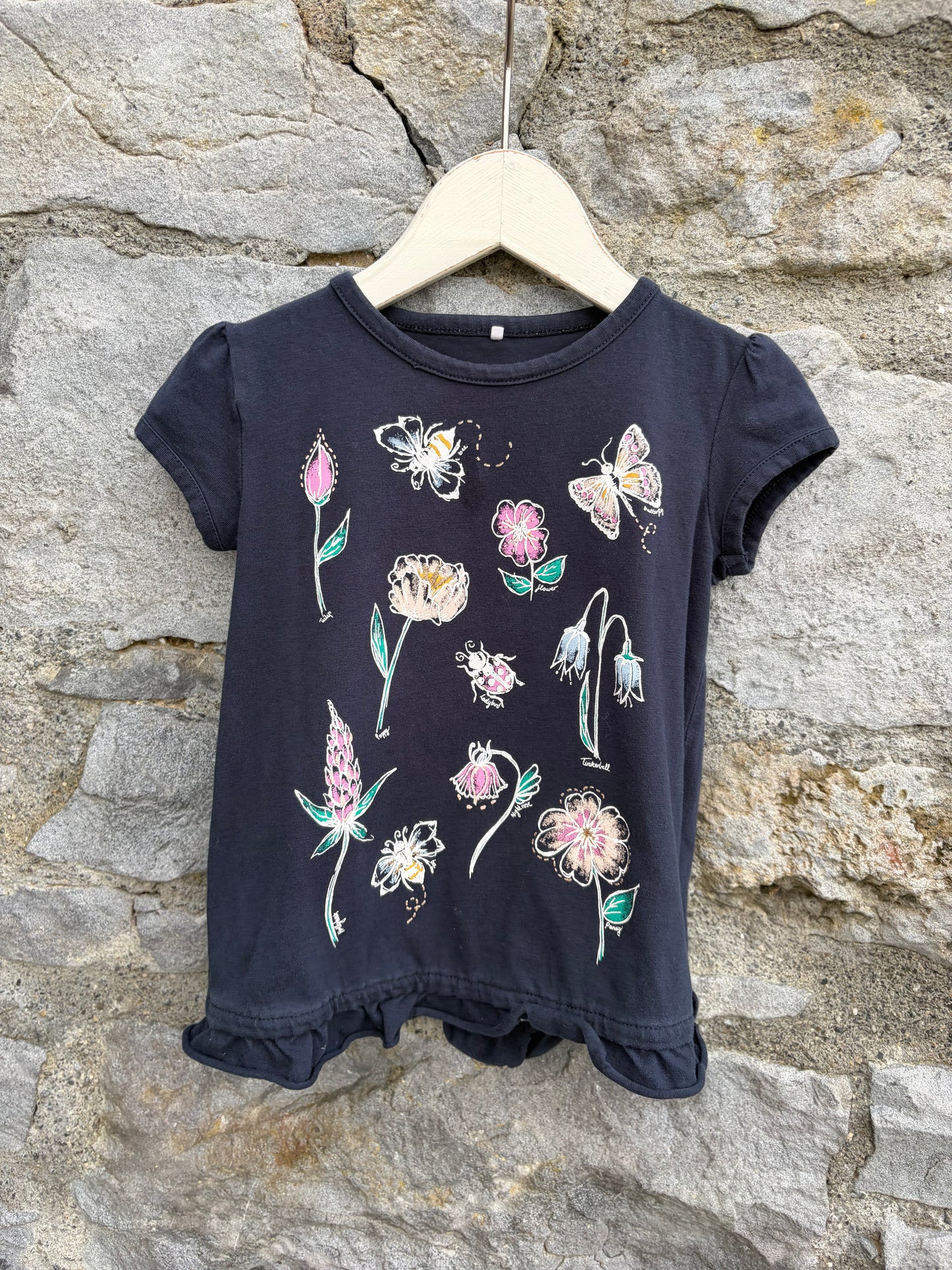 Flowers navy t-shirt 9-12m (74-80cm)