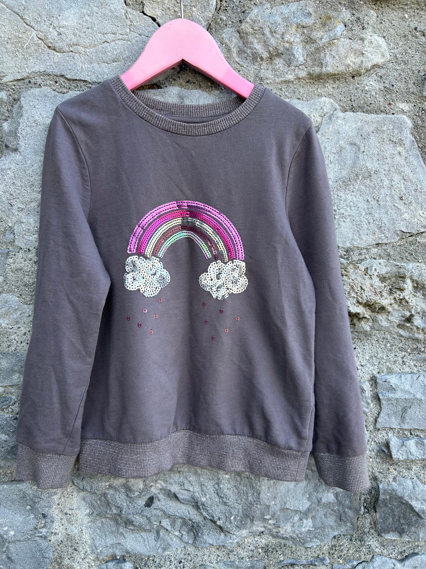 Sequin rainbow charcoal sweatshirt  6-7y (116-122cm)