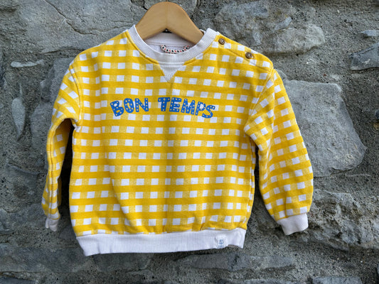 Bon Temps yellow check sweatshirt  12-18m (80-86cm)
