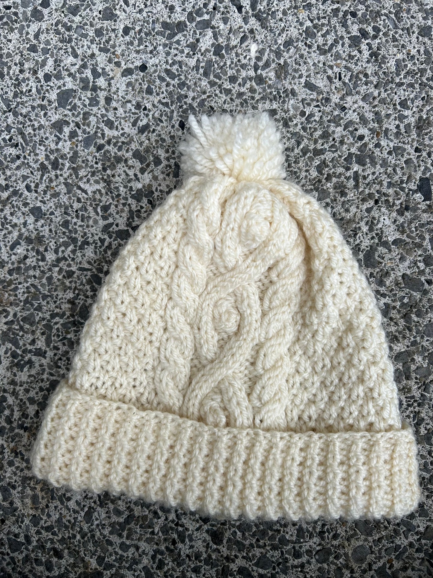 Cream Aran style hat