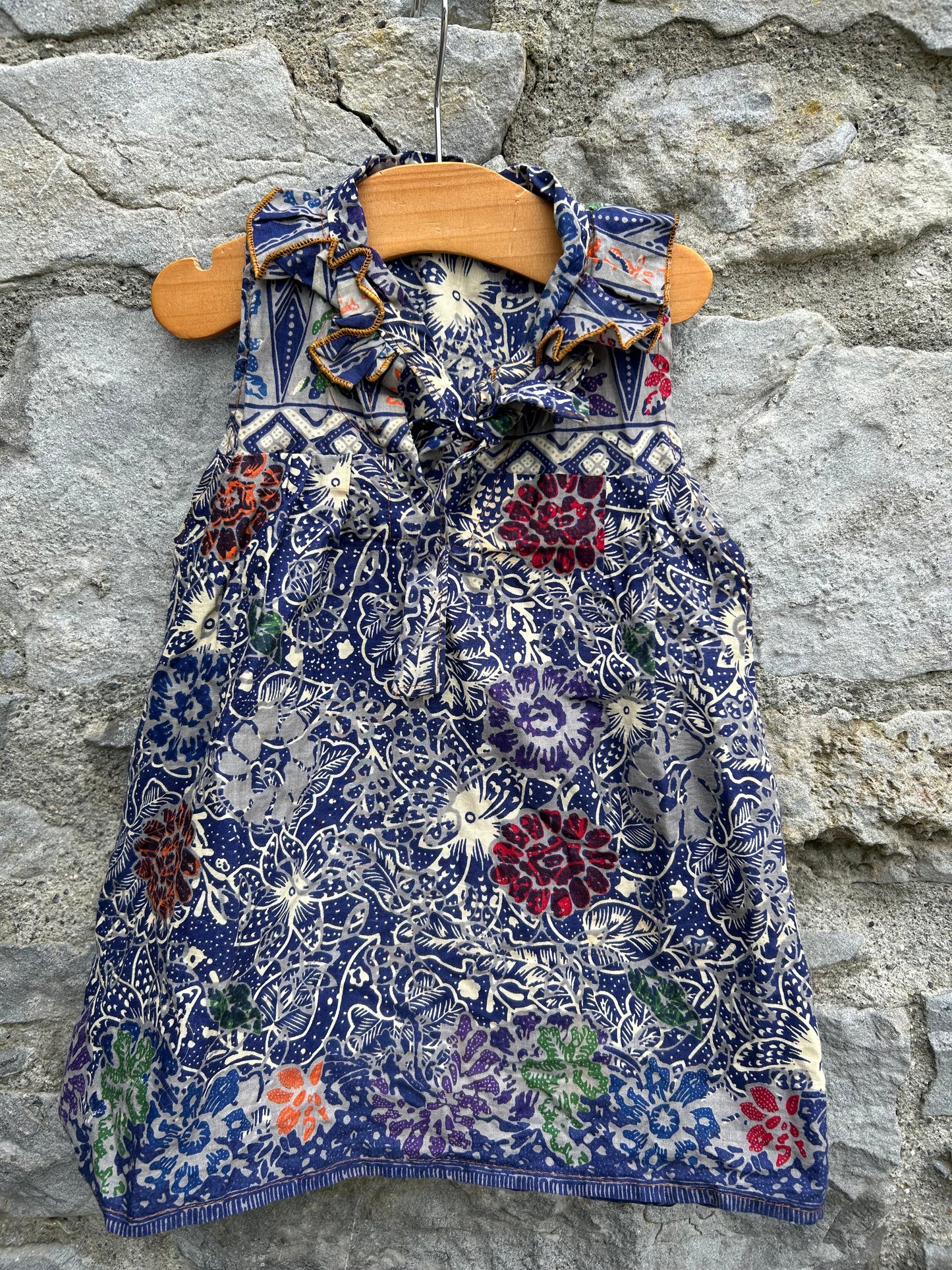 Navy floral dress  12-18m (80-86cm)