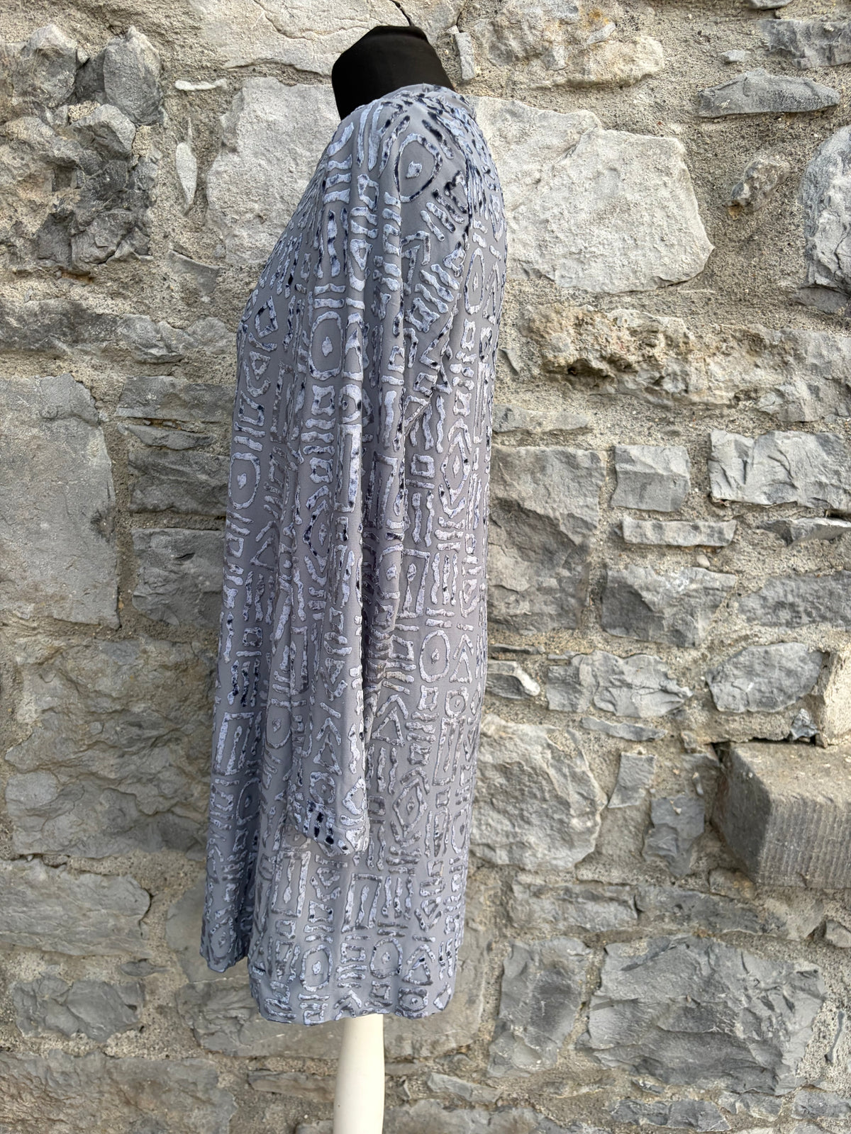 90s grey geometric tunic uk 10-12
