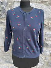 Load image into Gallery viewer, Small flowers navy cardigan uk 6-8

