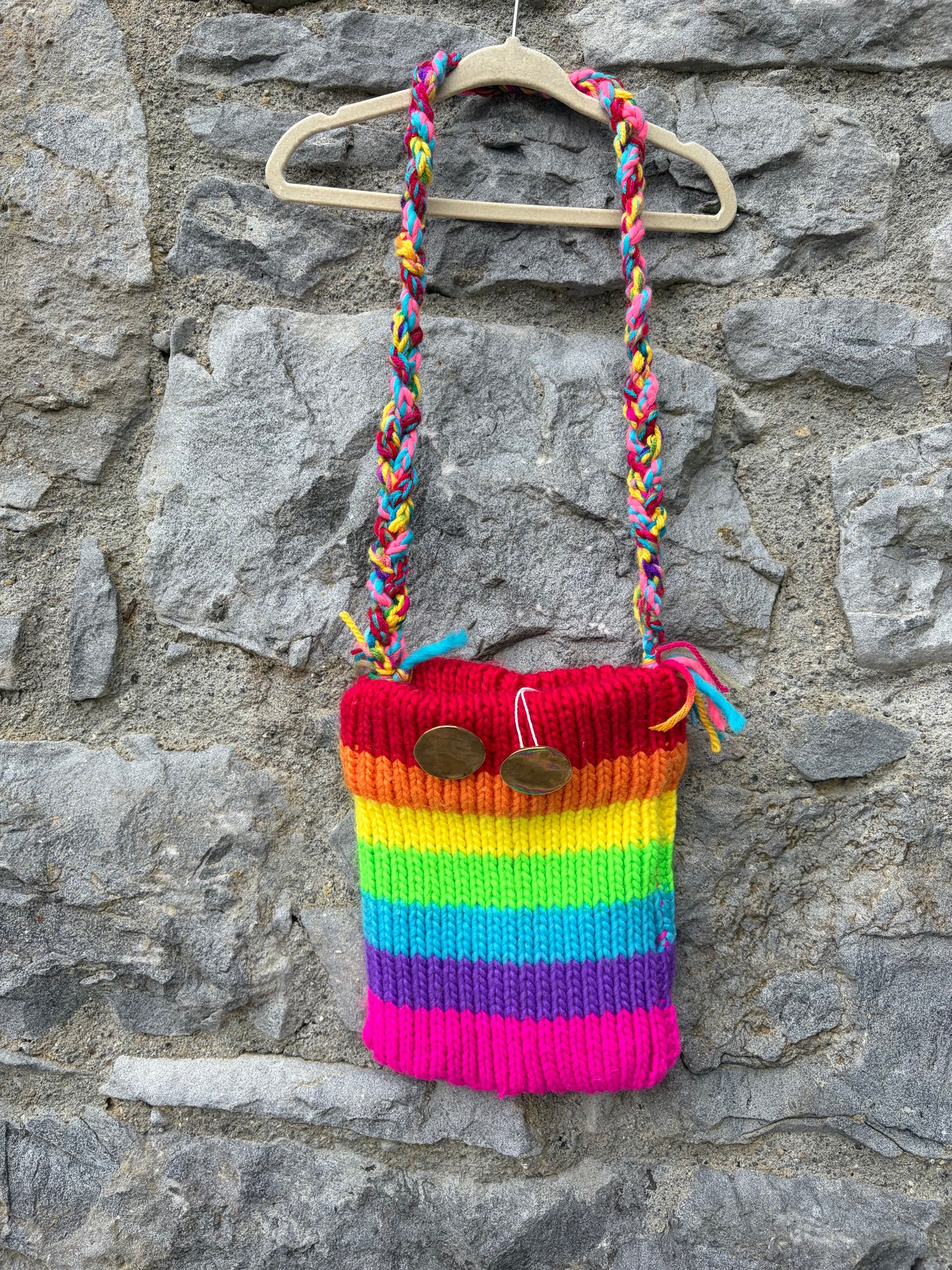 Rainbow knitted bag