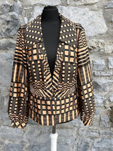Load image into Gallery viewer, 80s brown squares blouse uk 12
