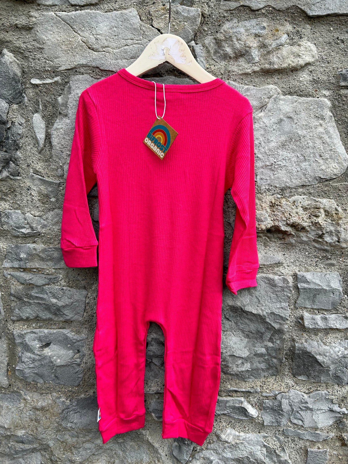 Hot pink ribbed onesie  2-3y (92-98cm)