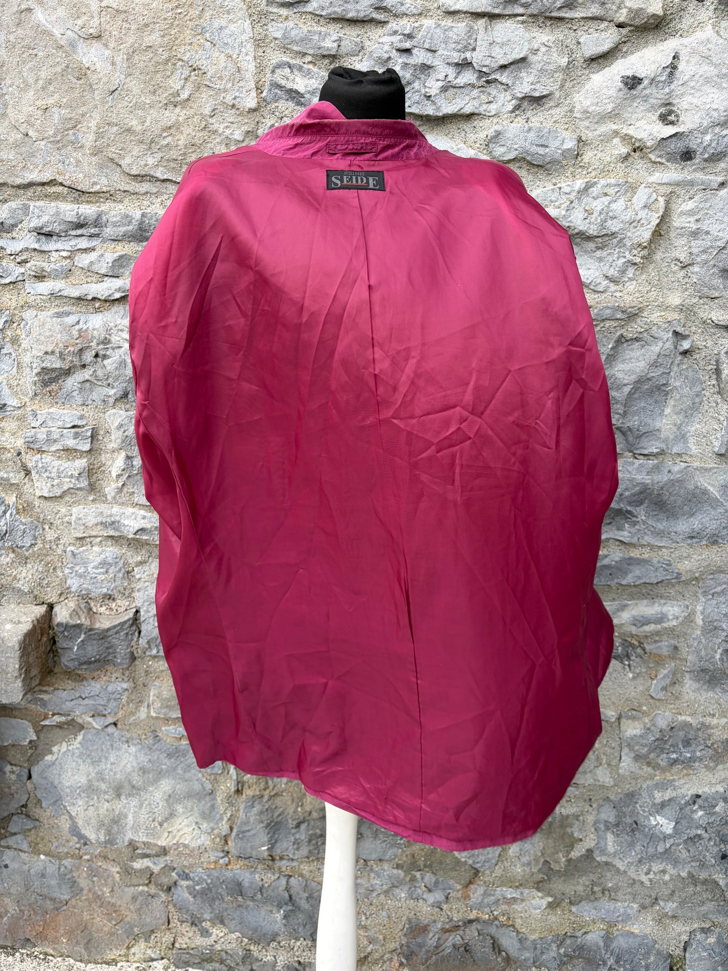 80s maroon silk jacket Large