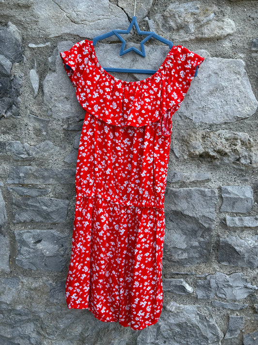 Red floral jumpsuit  9-10y (134-140cm)