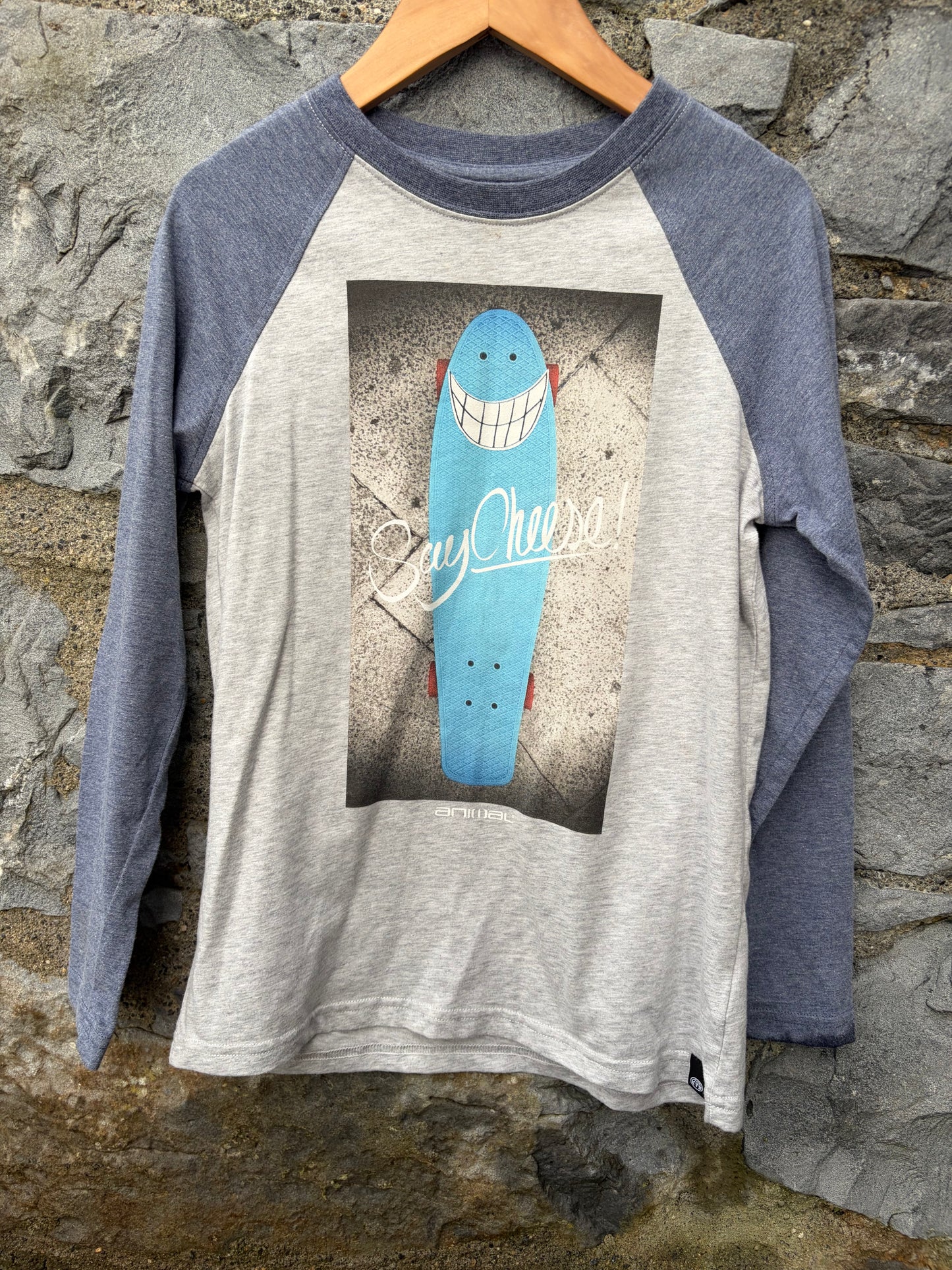 Skate grey raglan top 9-10y (134-140cm)