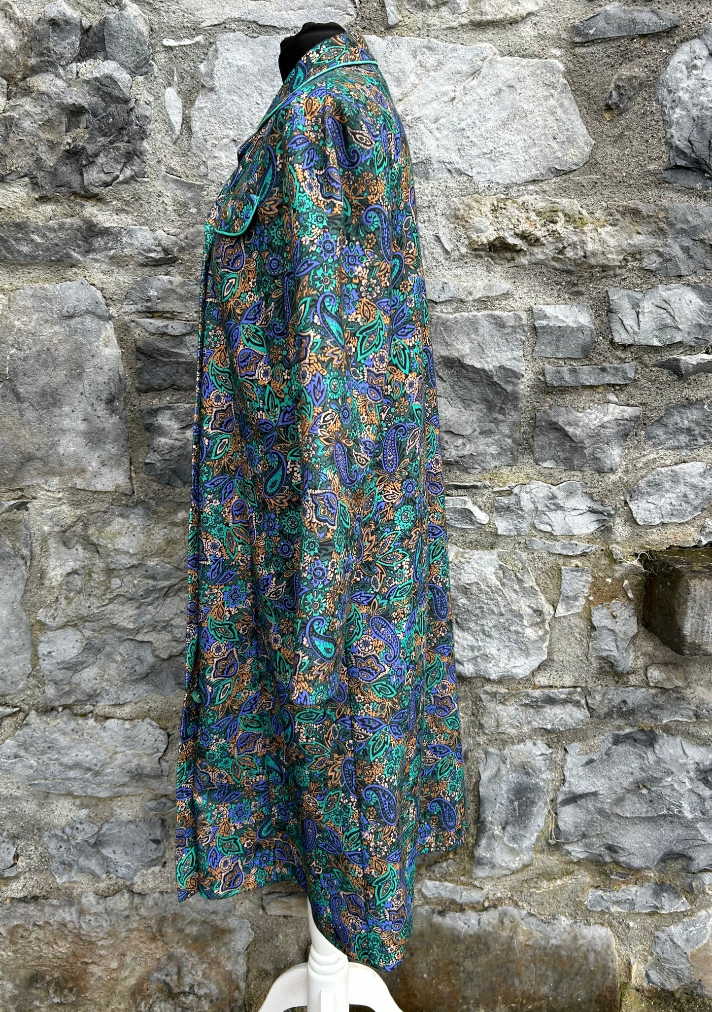 80s green paisley dress uk 12