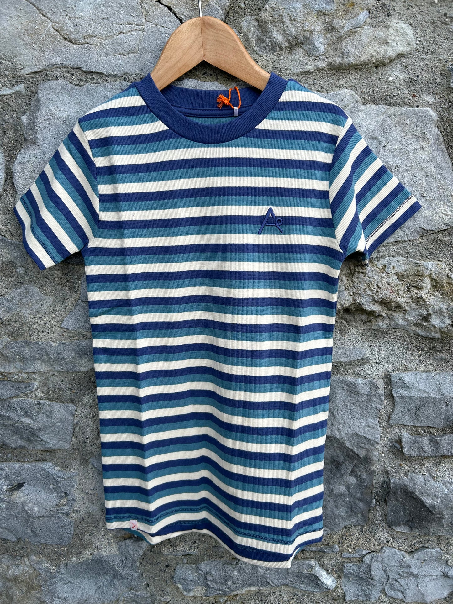 Storm blue stripy T-shirt   10y (140cm)