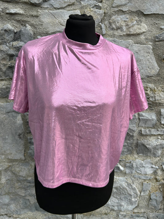 Pink shiny T-shirt   13-14y (158-164cm)