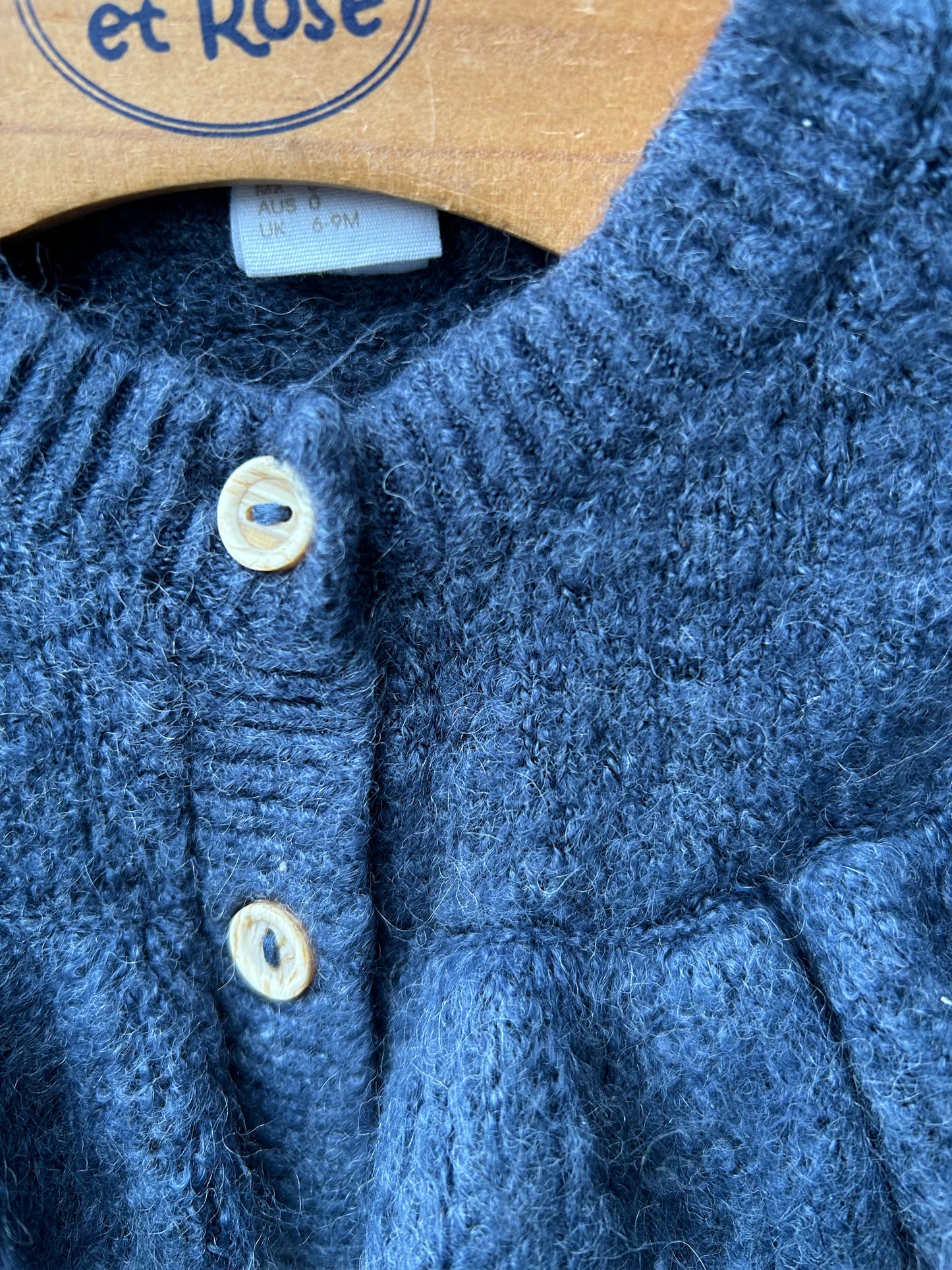 Steel blue cardigan 6-9m (68-74cm)
