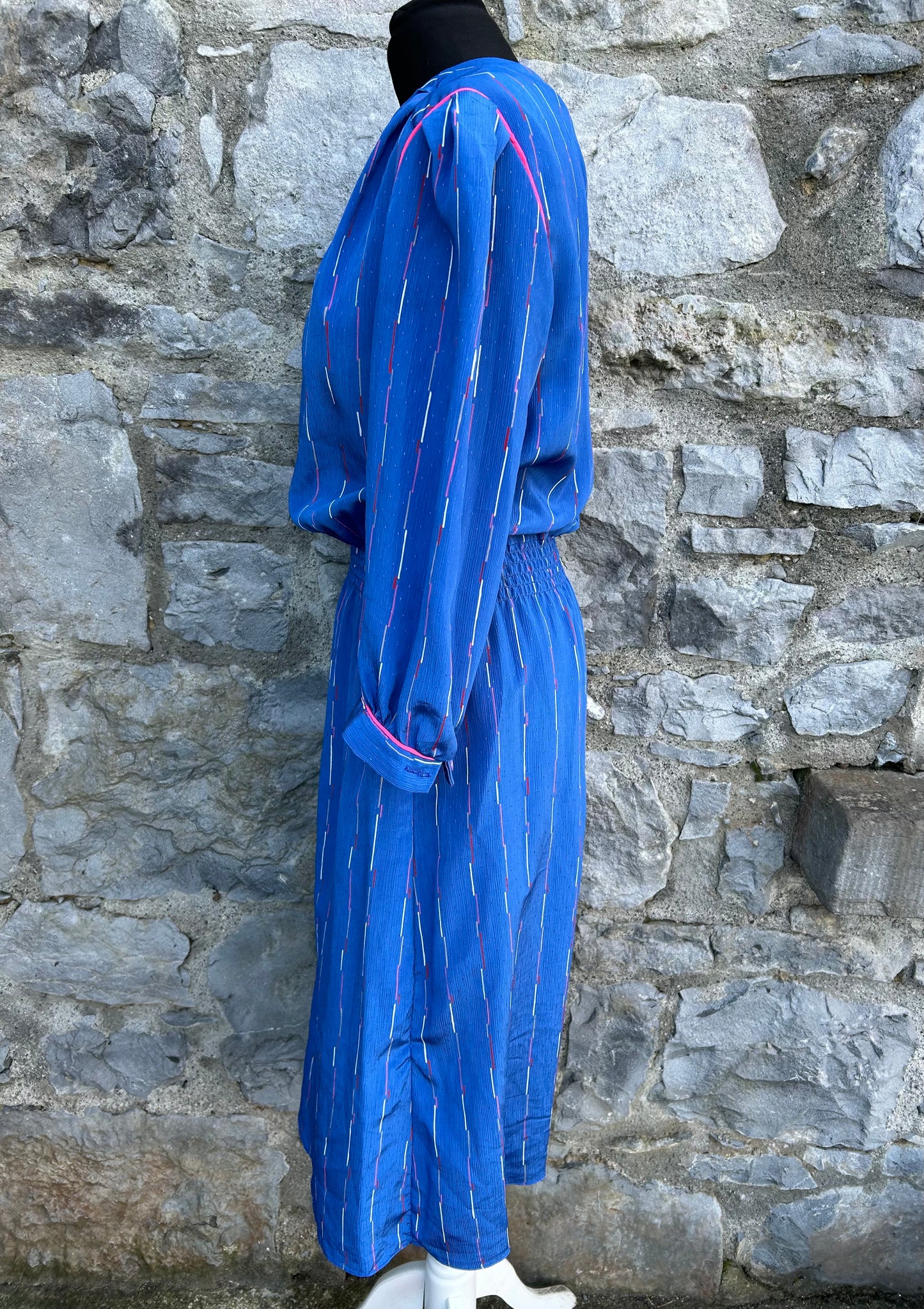 80s blue stripy dress uk 8