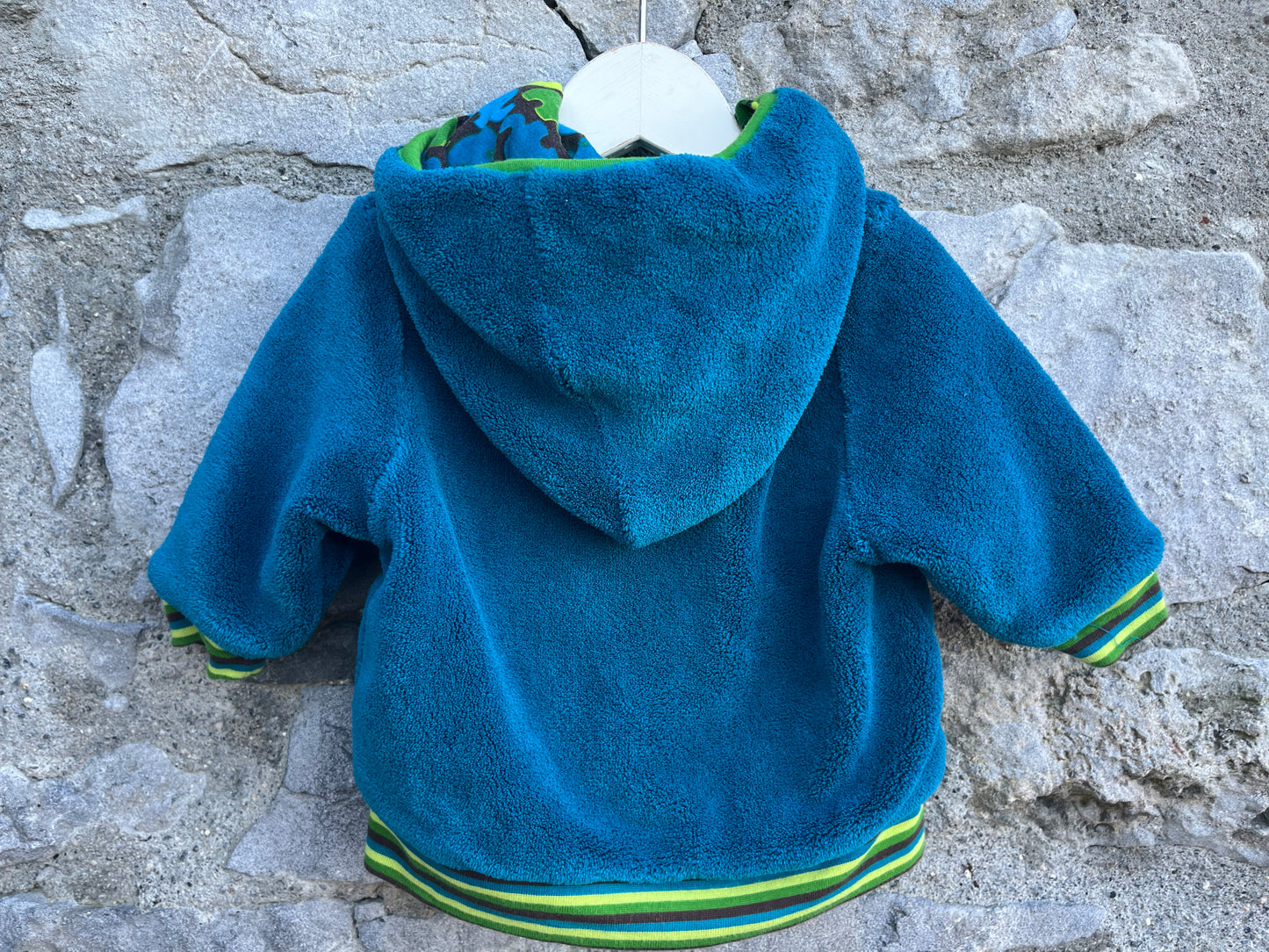 Teal furry fleece 3-6m (62-68cm)