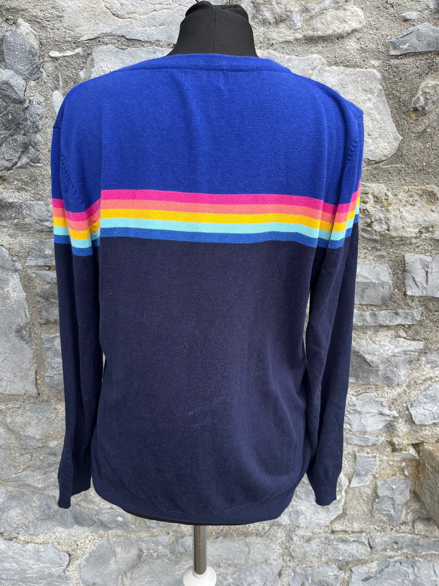 Colourful stripes navy jumper uk 14