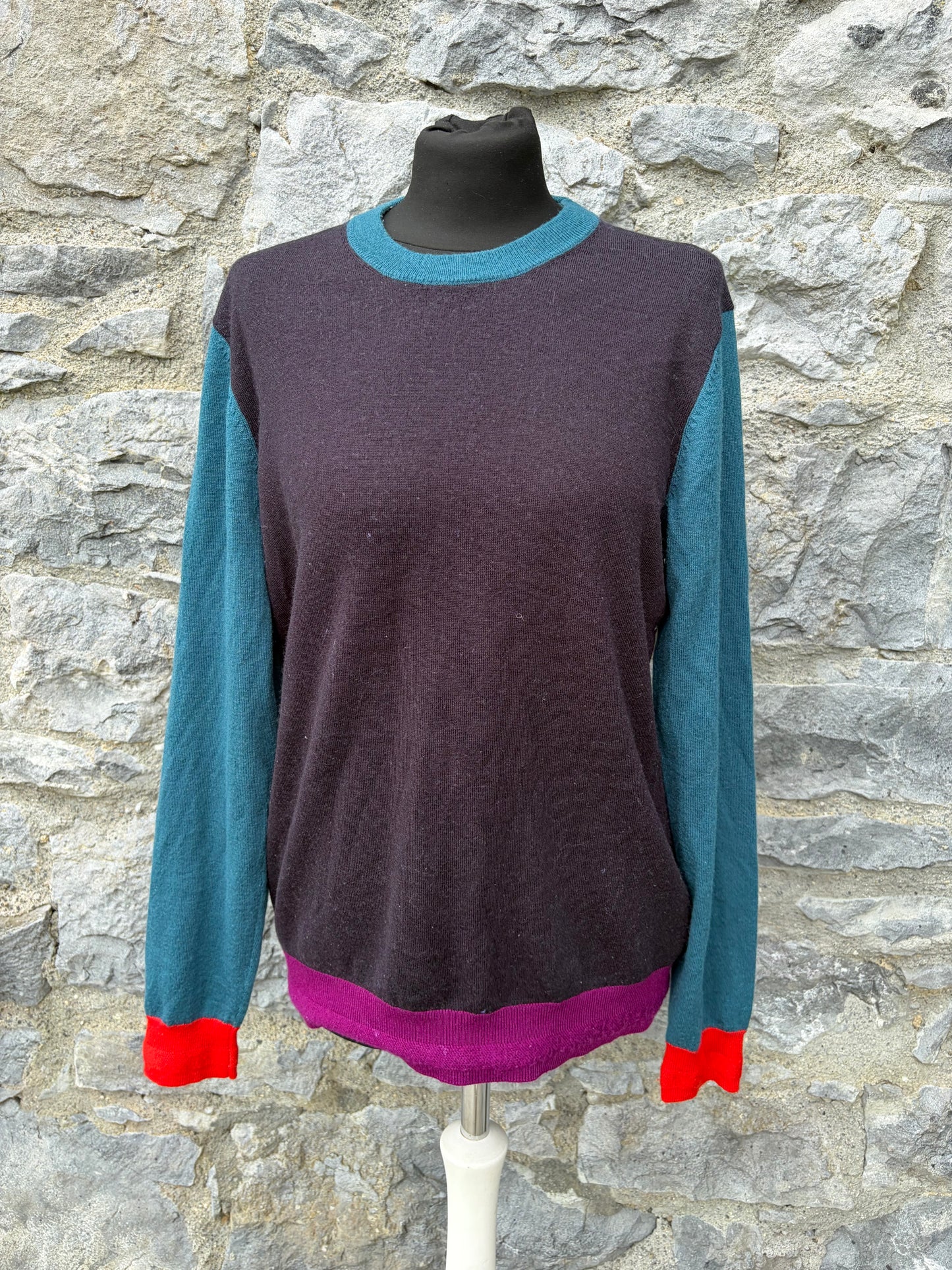 Charcoal color block jumper Small