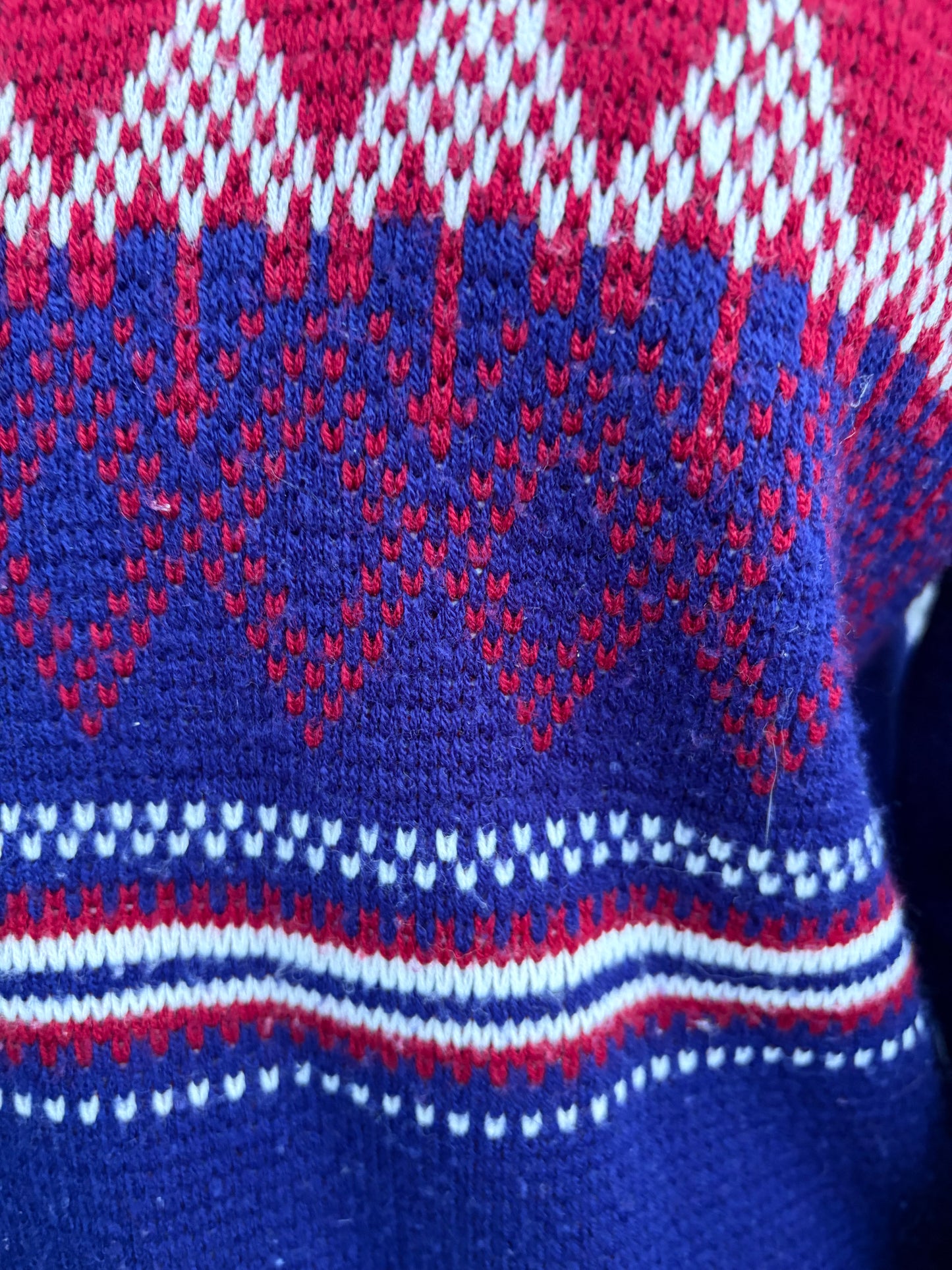 80s Nordic Fair Isle blue jumper Small
