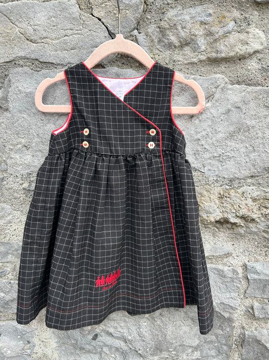 90s black check pinafore  12m (80cm)